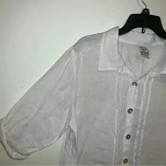 Women’s Match Point Made in USA Linen Oversized Button Front Tunic Small - Picture 2 of 10